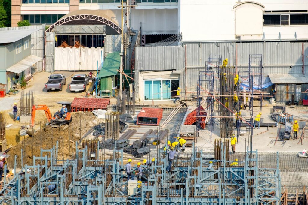 industrial construction company aerial view 