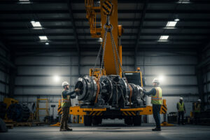 rigging heavy machinery warehouse